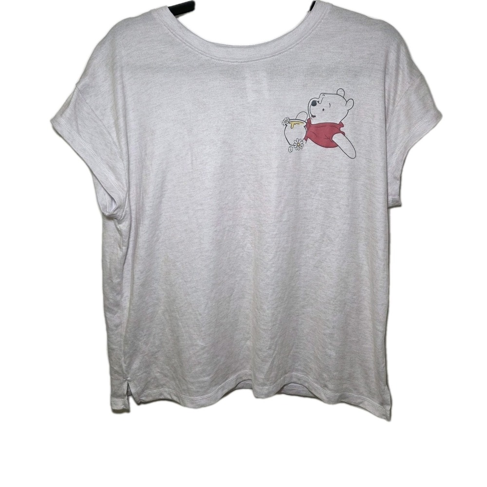 Disney Winnie the Pooh Womens XL Graphic Tee Honey‎ Pot Floral White Sleep Shirt